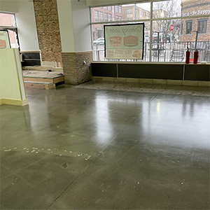 Polished concrete floor in new build restaurant in Denver