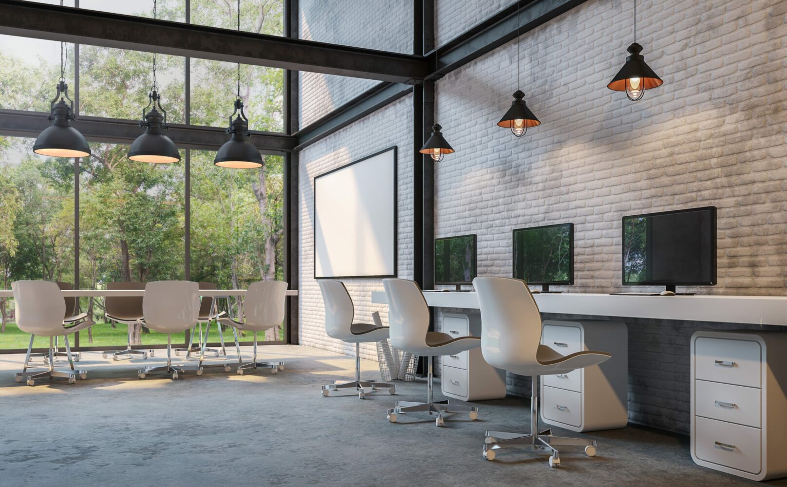 polished concrete in an office setting