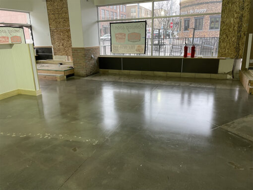 polished concrete floors in new build restaurant in Lakewood CO