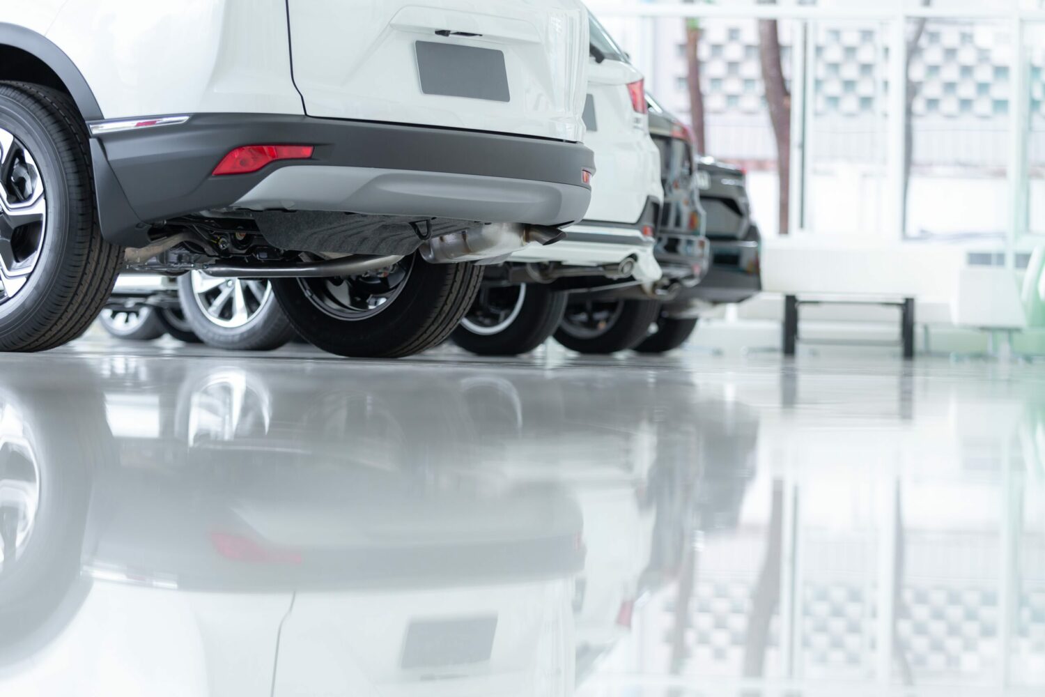 Epoxy flooring in an automobile showroom 