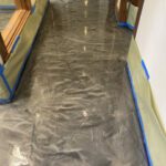 gray and silver metallic epoxy floor