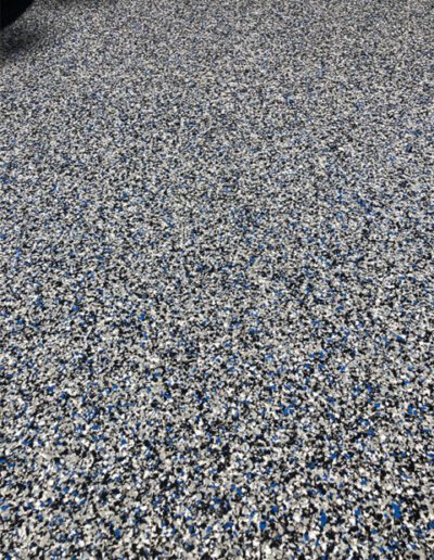 blue grey black white epoxy flake floor