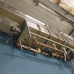 Blue epoxy floor in commercial kitchen