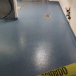 blue quartz epoxy floor in commercial kitchen