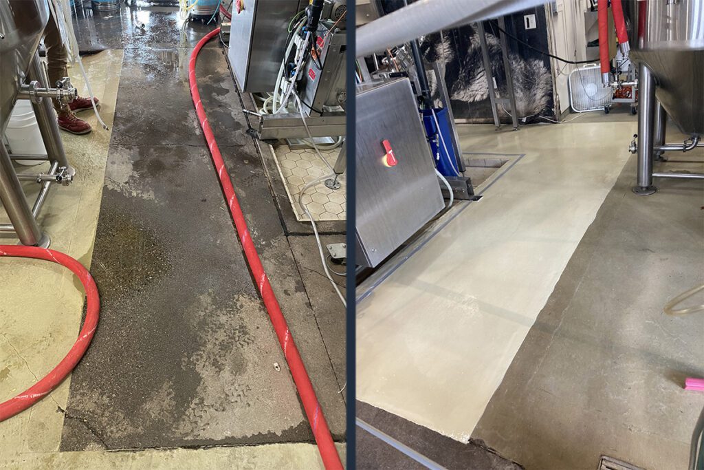 repaired epoxy floor with sika joint added