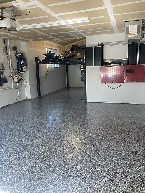 epoxy flake floor in a garage