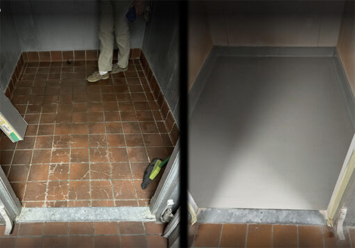 prep and coat old cracked quarry tile floor with urethane cement