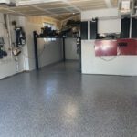 Epoxy flake floor garage in Denver
