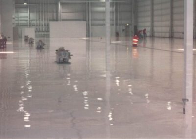 installed large white epoxy floor