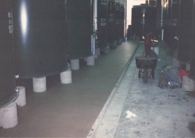urethane cement installation under tanks