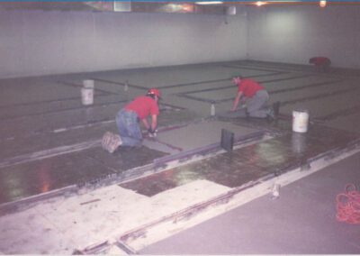 applying trowel down epoxy flooring