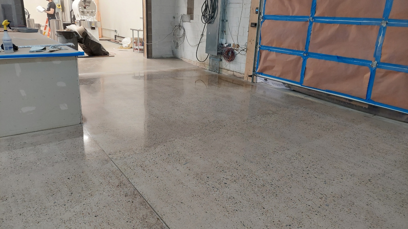 Commercial garage with polished concrete