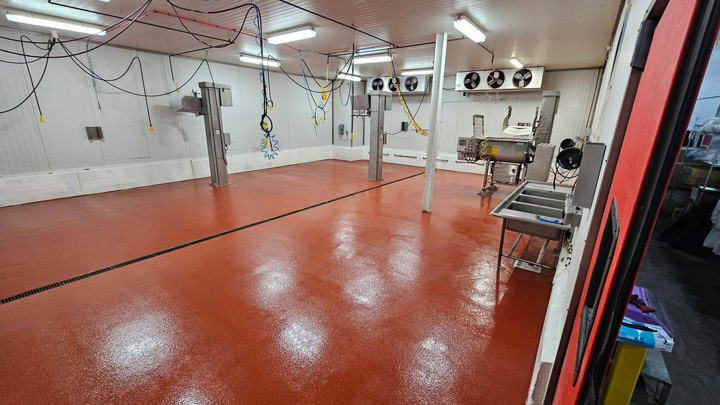 Solid color epoxy on a warehouse floor