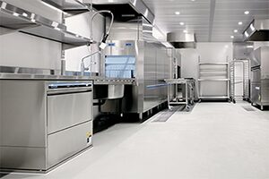 Single color epoxy kitchen floor